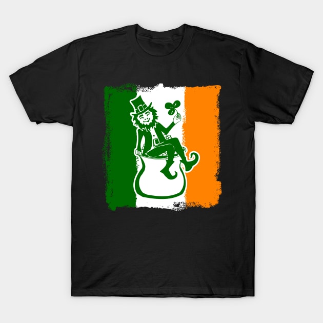 Irish Flag Lucky Leprechaun T-Shirt by RadStar